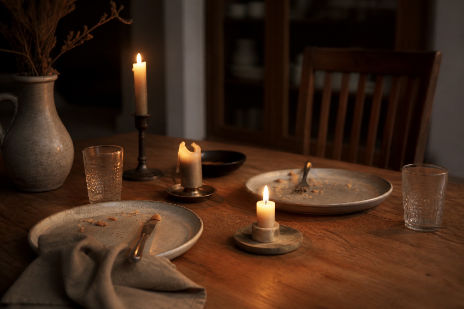 Illustrative empty table after a family meal