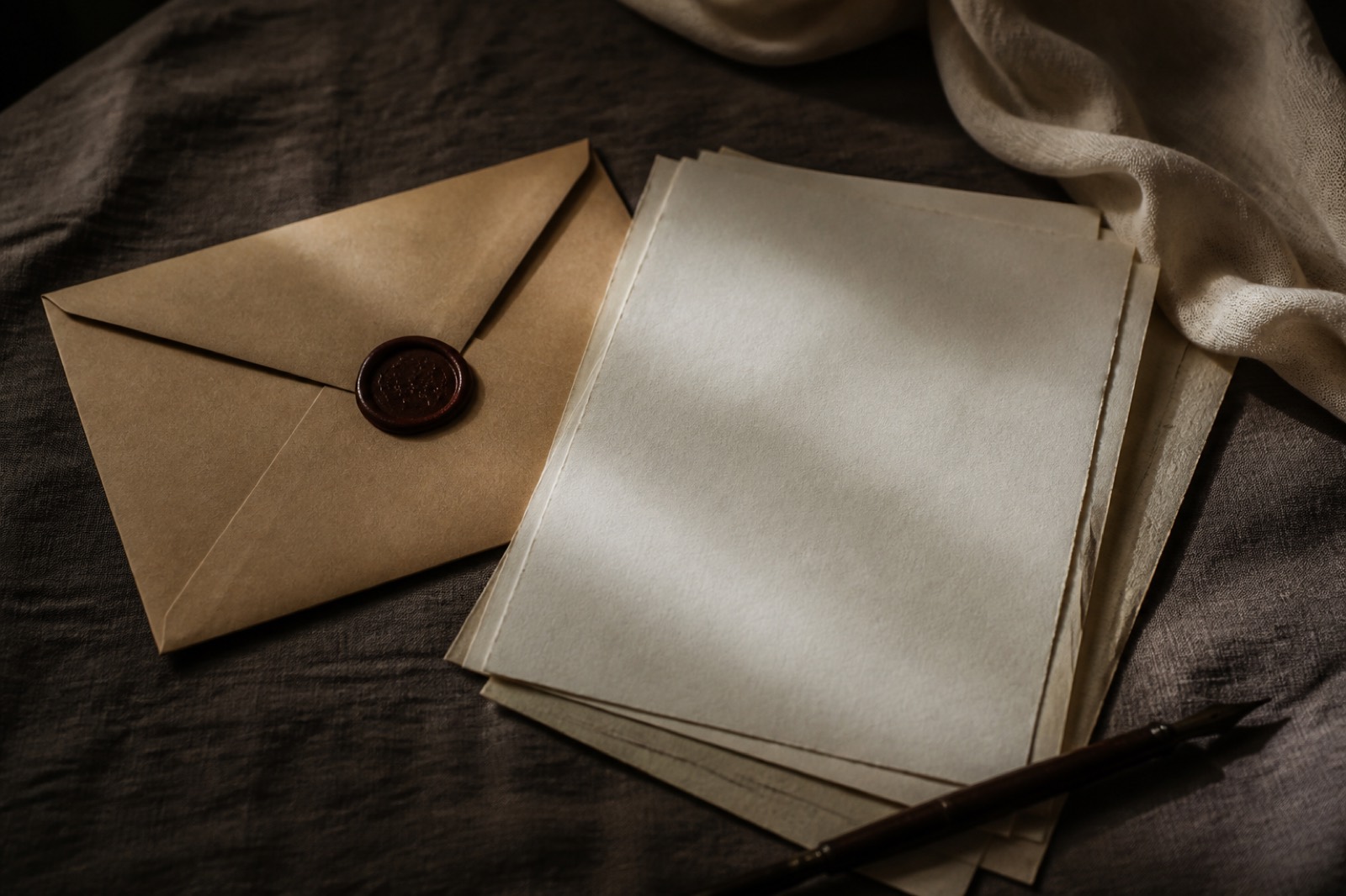 Illustrative sealed letter on linen